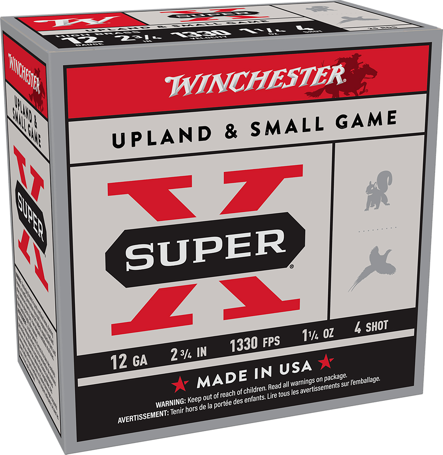 Winchester Ammo X124 Super X Game Load High Brass 12Gauge 2.75" 1 1/4oz 4Shot 25 Per Box/10 Case