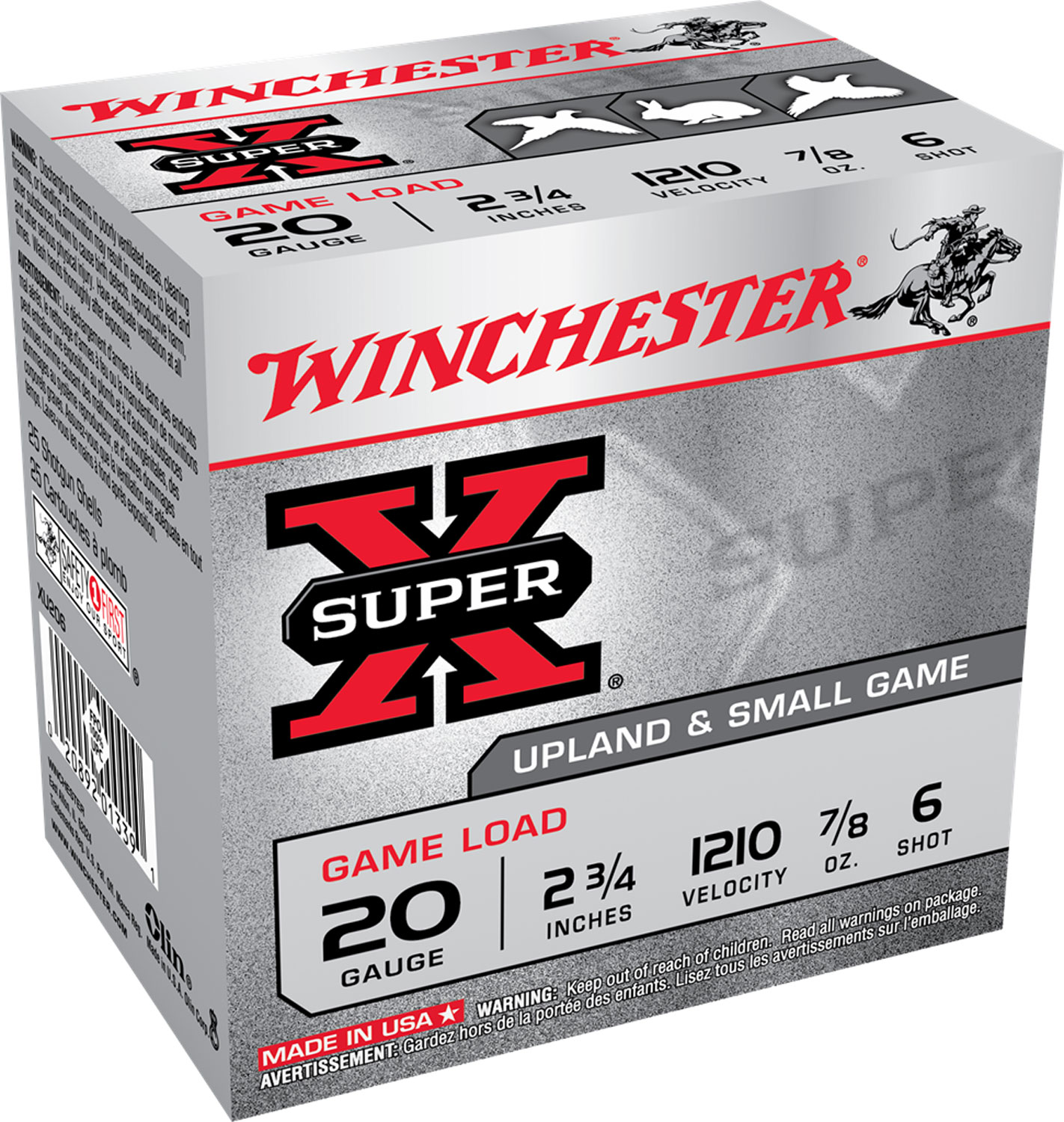 Winchester Ammo XU206 Super X Game Load 20Gauge 2.75 7/8oz 6Shot 25 Per Box/10 Case