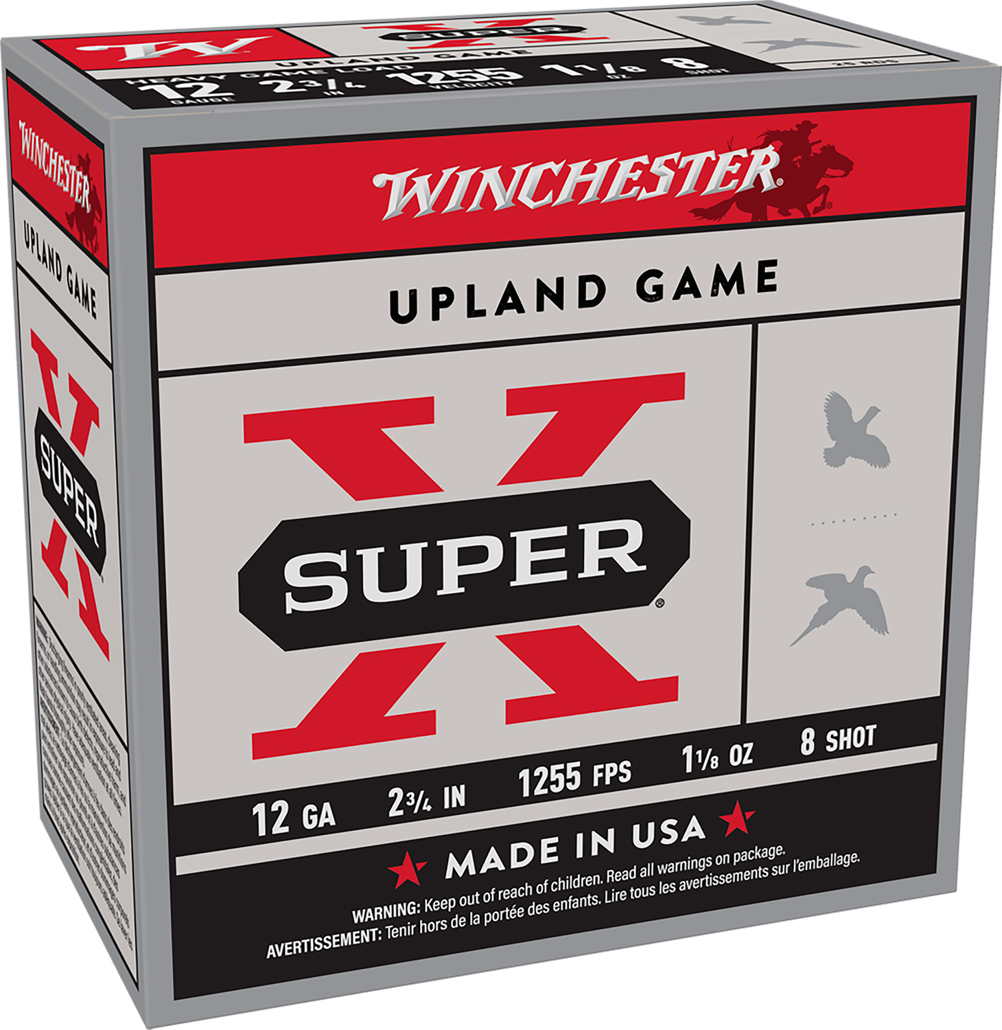 Winchester Ammo XU12H8 Super X Heavy Game Load 12 Gauge 2.75" 1 1/8 oz 1255 fps 8 Shot 25 Bx/10 Cs - Winchester - 12 Gauge