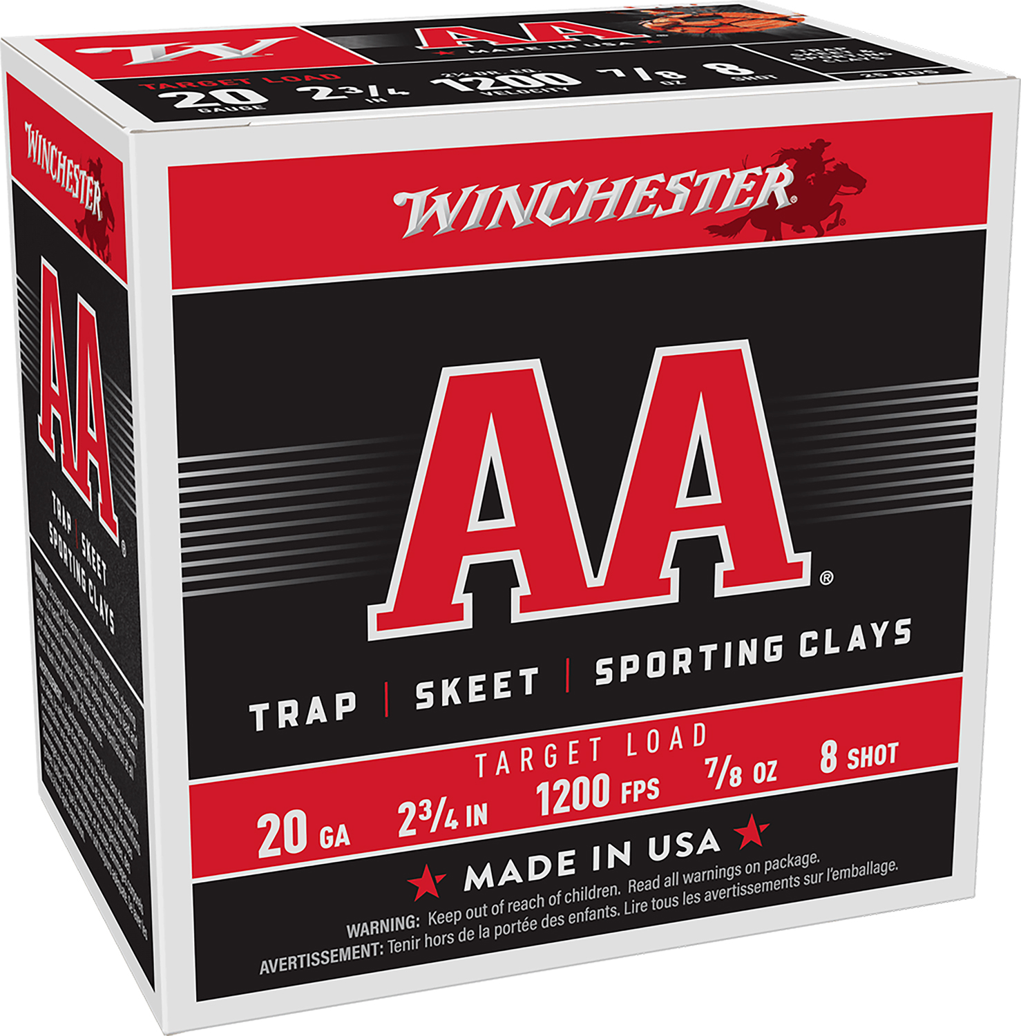 Winchester Ammo AA208 AA  20Gauge 2.75 7/8oz 8Shot 25 Per Box/10 Case
