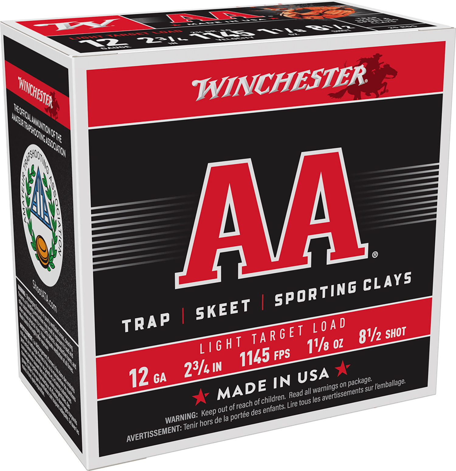 Winchester Ammo AA1285 AA Light Target 12Gauge 2.75" 1 1/8oz 8.5Shot 25 Per Box/10 Case