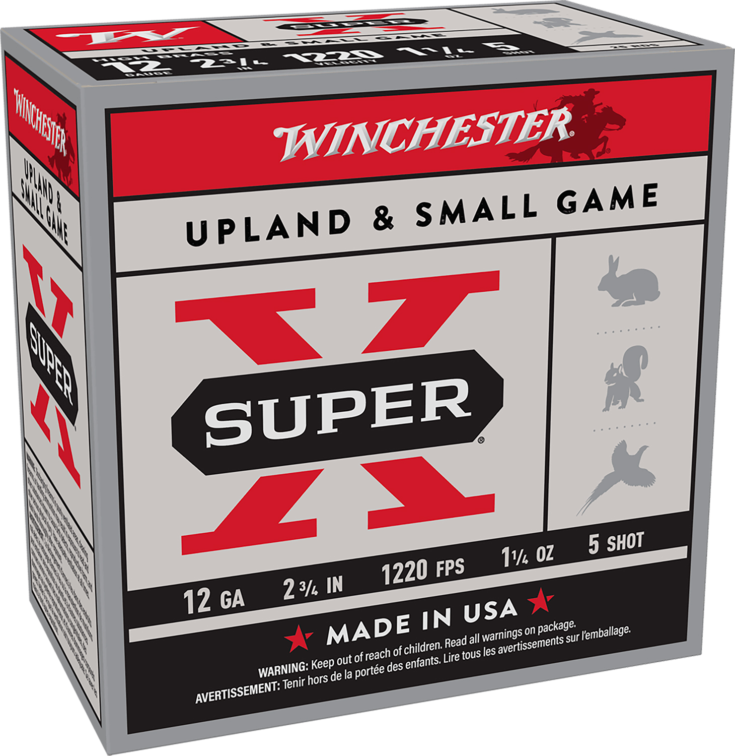 Winchester Ammo X12P5 Super X Game Load High Brass 12 Gauge 2.75" 1 1/4 oz 1300 fps 5 Shot 25 Bx/10 Cs Pheasant - Winchester - 12 Gauge
