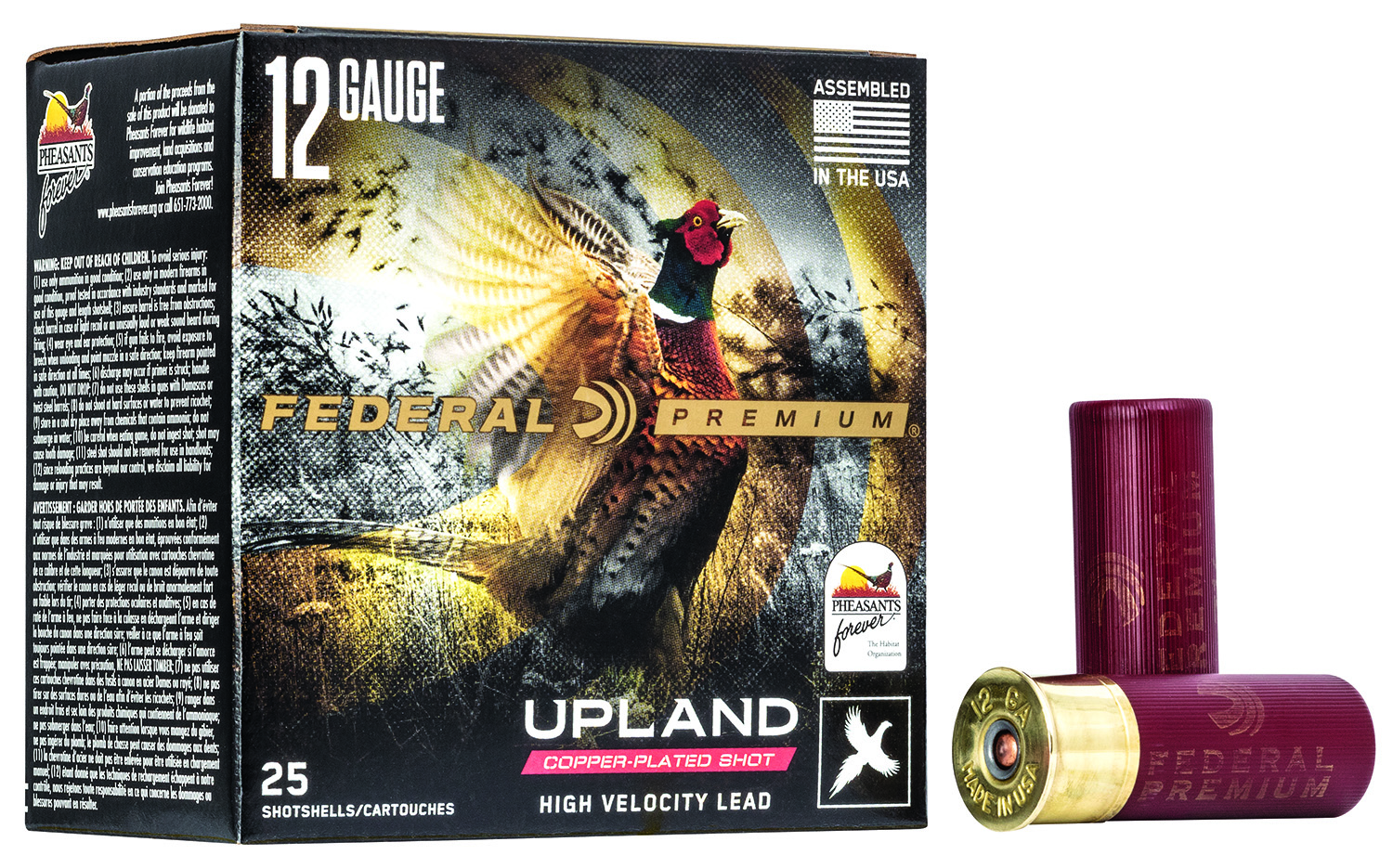 Federal Premium Upland Pheasants Forever 12ga PF15475 2-3/4in 1-1/4oz #7-1/2 – Dependable Quail and Grouse Load, 25 Rounds