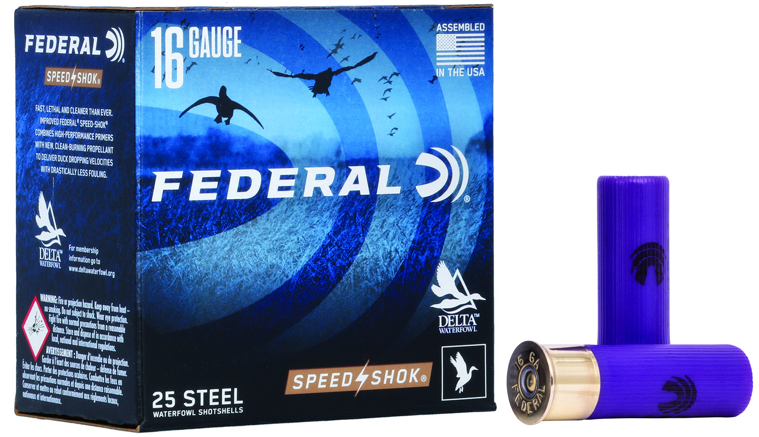 Federal Speed-Shok Steel 16ga WF1682 2-3/4in 15/16oz #2 – Fast Clean-Burning Duck Load, 25 Rounds