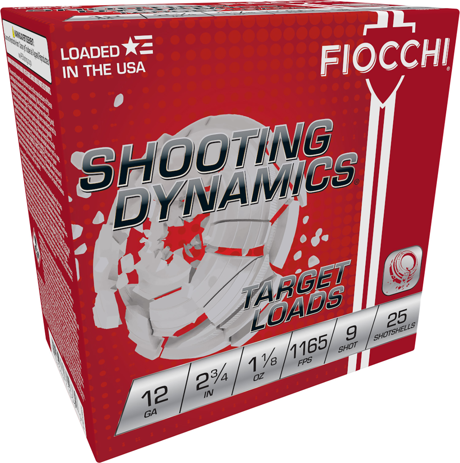 Fiocchi 12SD18L9 Shooting Dynamics Target 12Gauge 2.75 1 1/8oz 9Shot 25 Per Box/10 Case