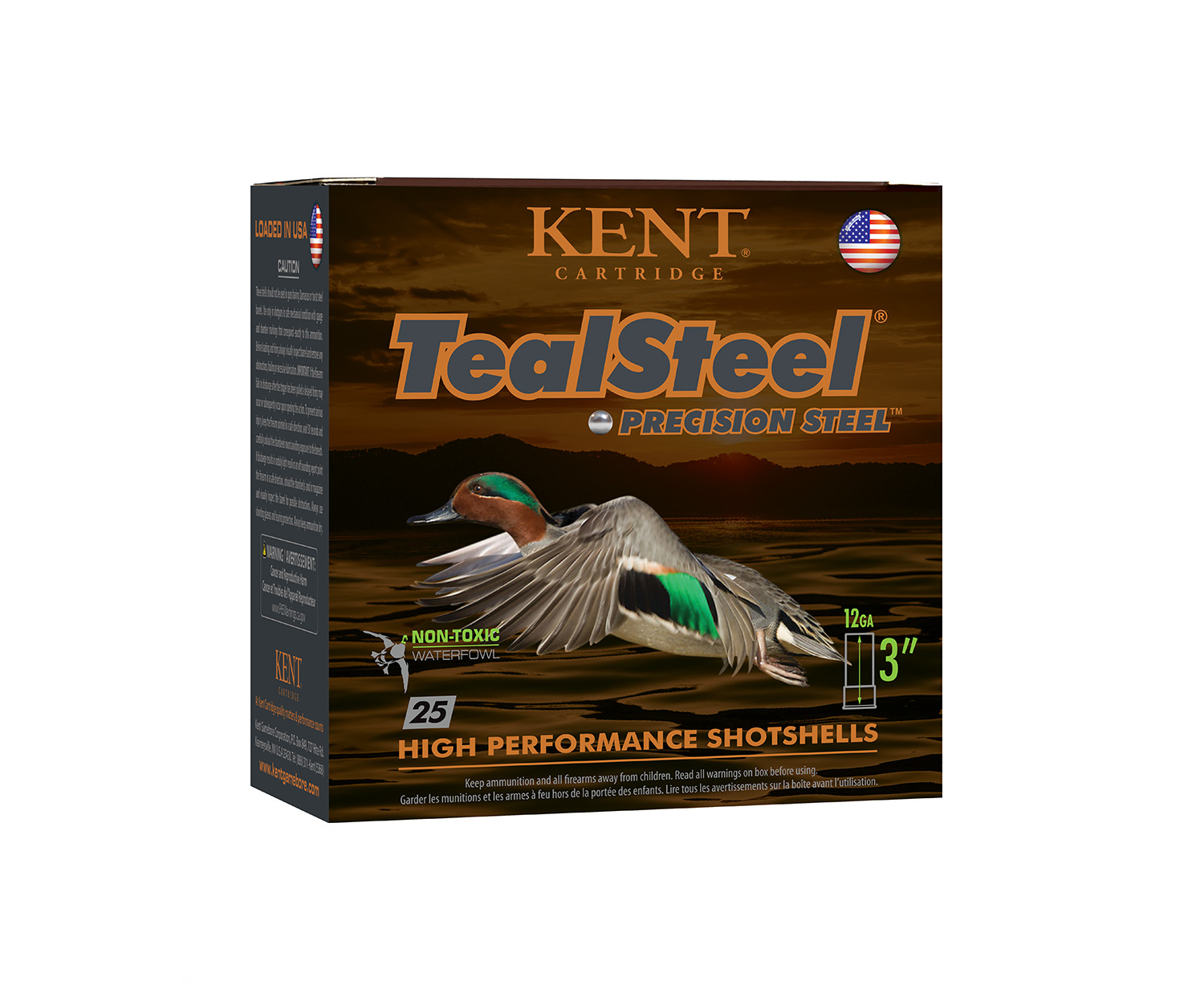 Kent Cartridge KTS123365 TealSteel Precision Steel 12Gauge 3 1 1/4oz 5Shot 25 Per Box/10 Case