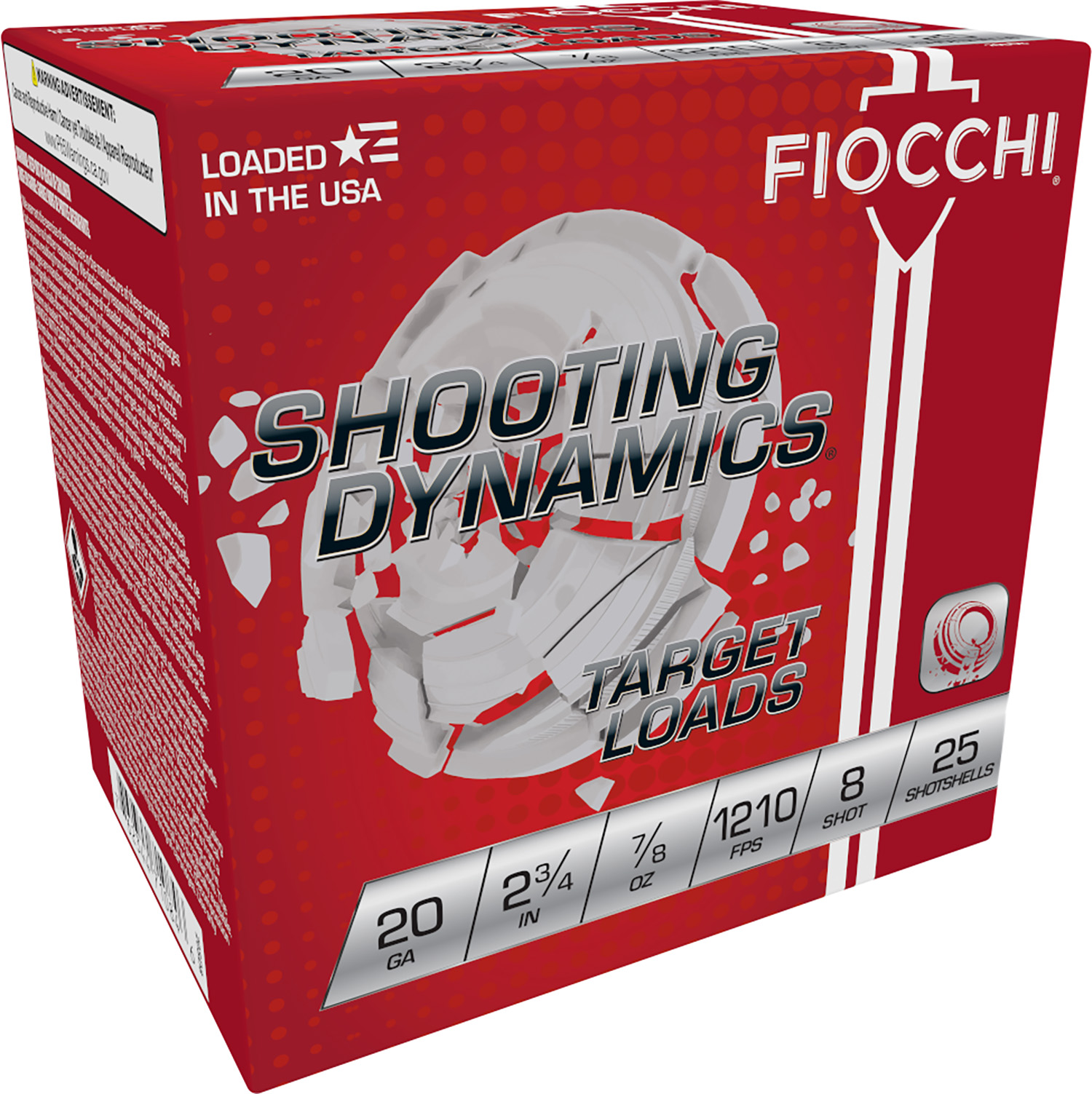 Fiocchi 20SD8 Shooting Dynamics Target 20Gauge 2.75 7/8oz 8Shot 25 Per Box/10 Case