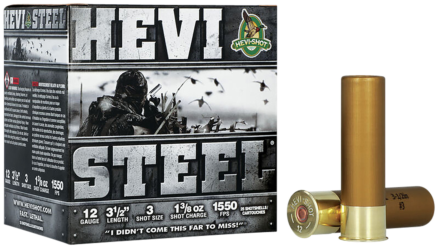 HEVI-Shot HS65003 HEVI-Steel  12Gauge 3.50" 1 3/8oz 3Shot 25 Per Box/10 Case