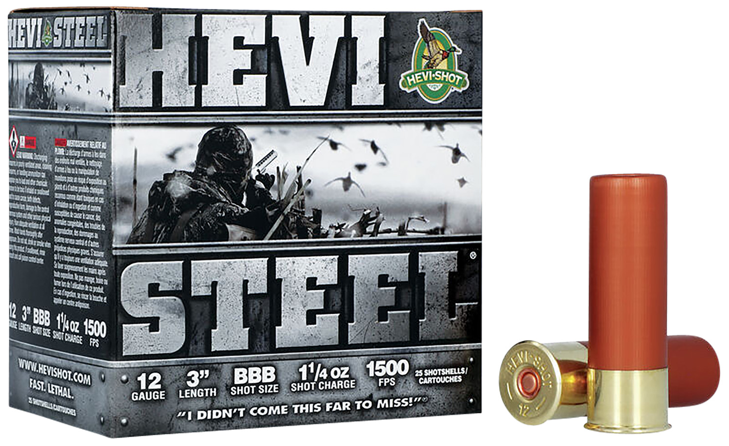 HEVI-Shot HS60888 HEVI-Steel  12Gauge 3 1 1/4oz BBBShot 25 Per Box/10 Case