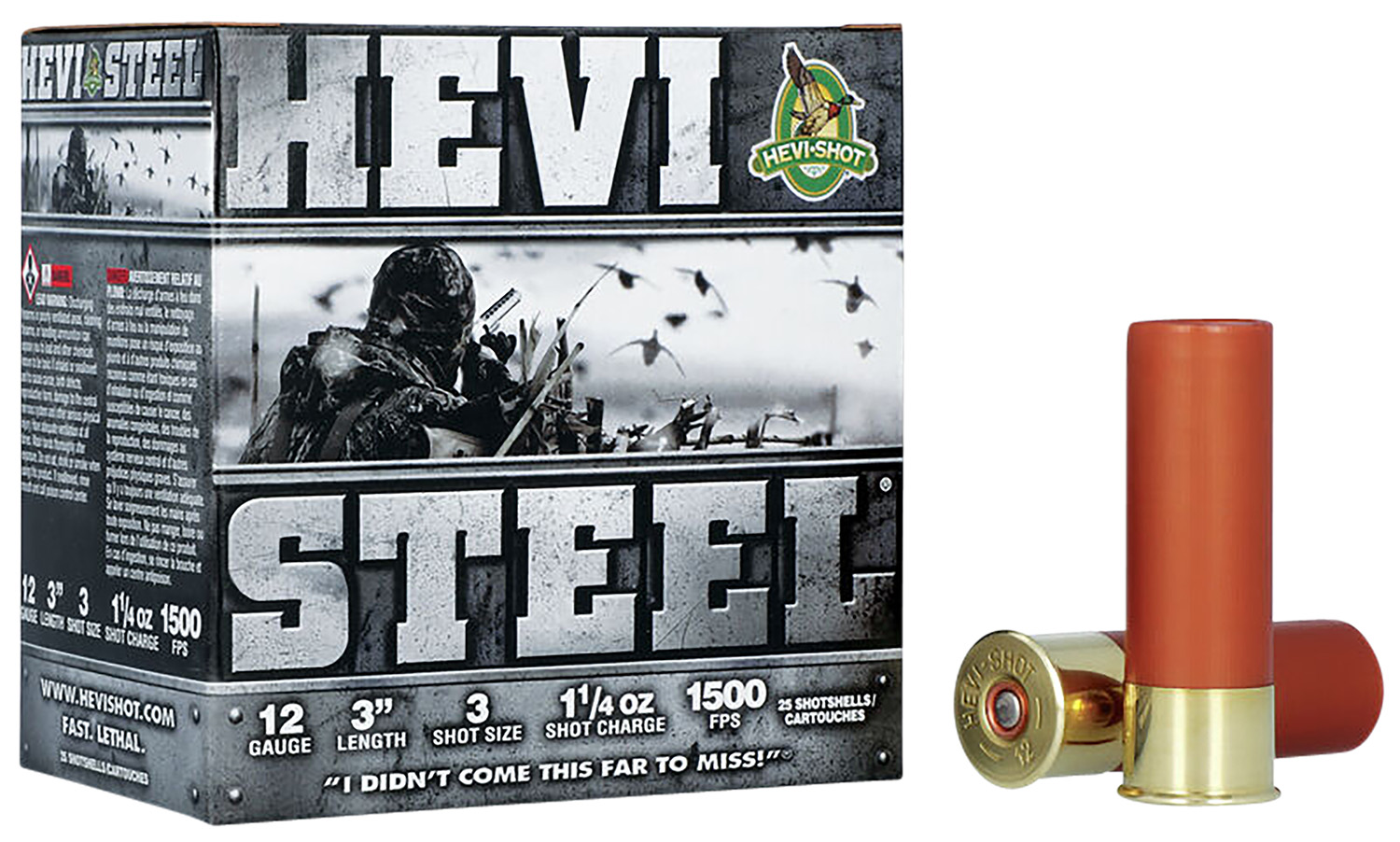 HEVI-Shot HS60003 HEVI-Steel  12Gauge 3 1 1/4oz 3Shot 25 Per Box/10 Case