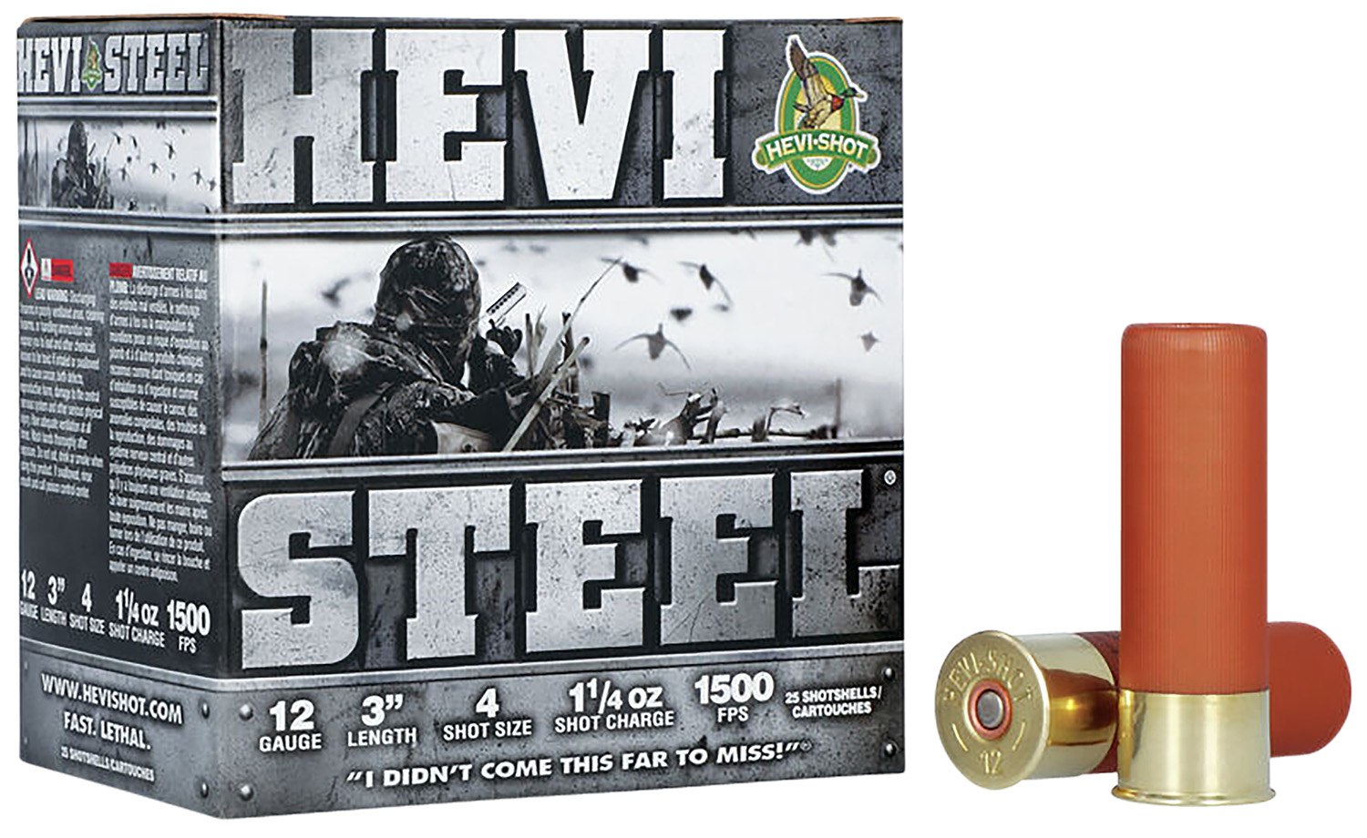 HEVI-Shot HS60004 HEVI-Steel  12Gauge 3 1 1/4oz 4Shot 25 Per Box/10 Case