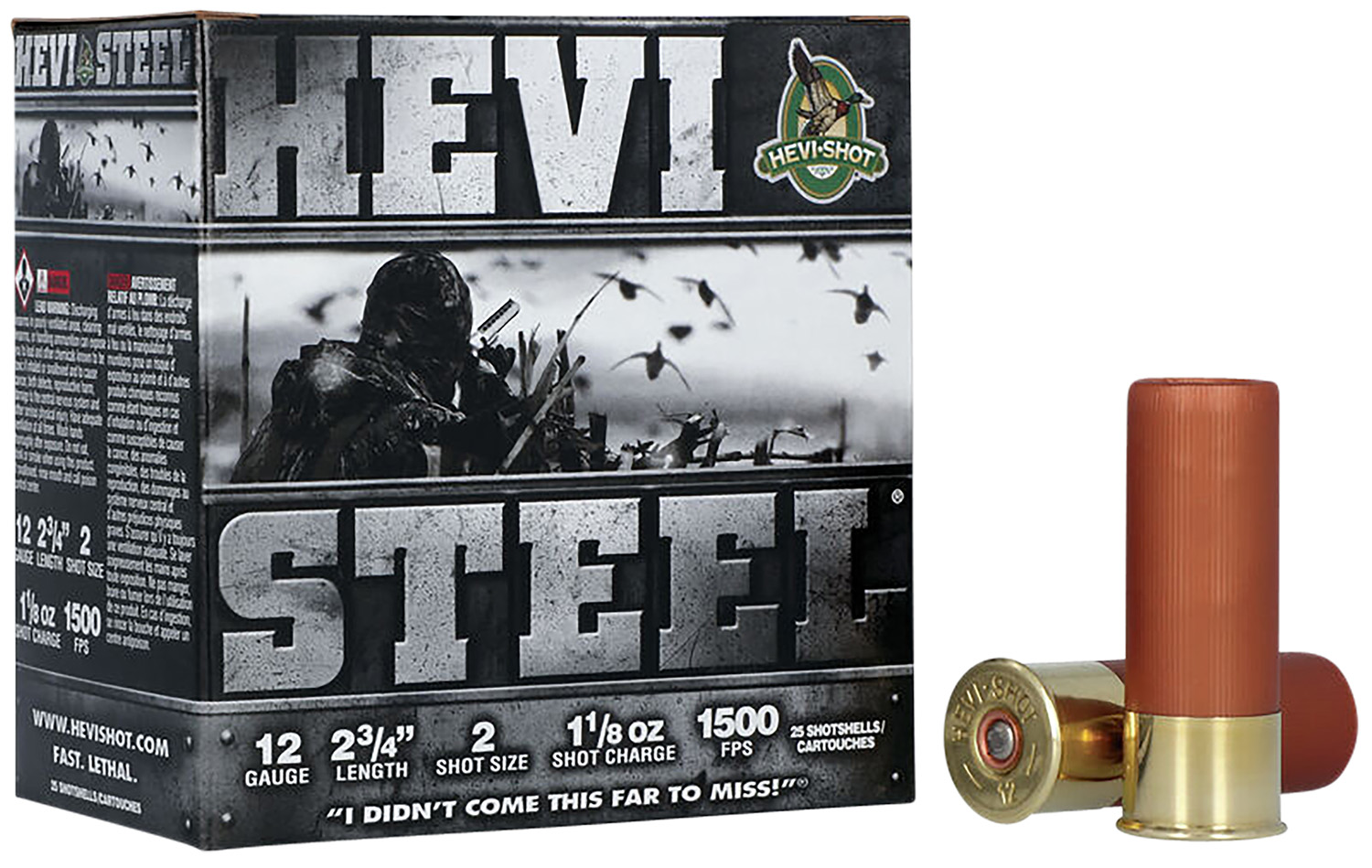 HEVI-Shot HS61222 HEVI-Steel  12Gauge 2.75 1 1/8oz 2Shot 25 Per Box/10 Case
