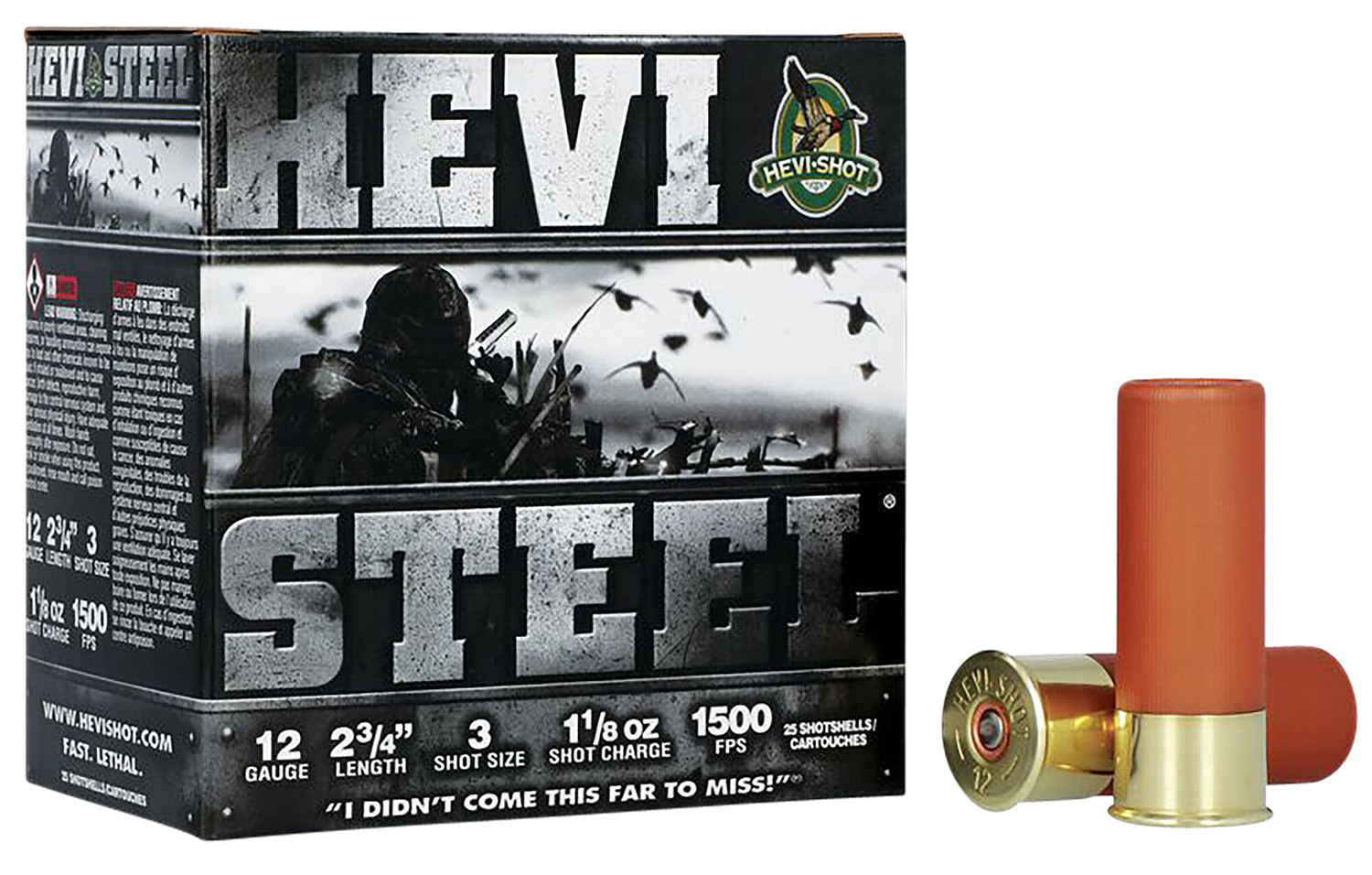 HEVI-Shot HS61223 HEVI-Steel  12Gauge 2.75 1 1/8oz 3Shot 25 Per Box/10 Case