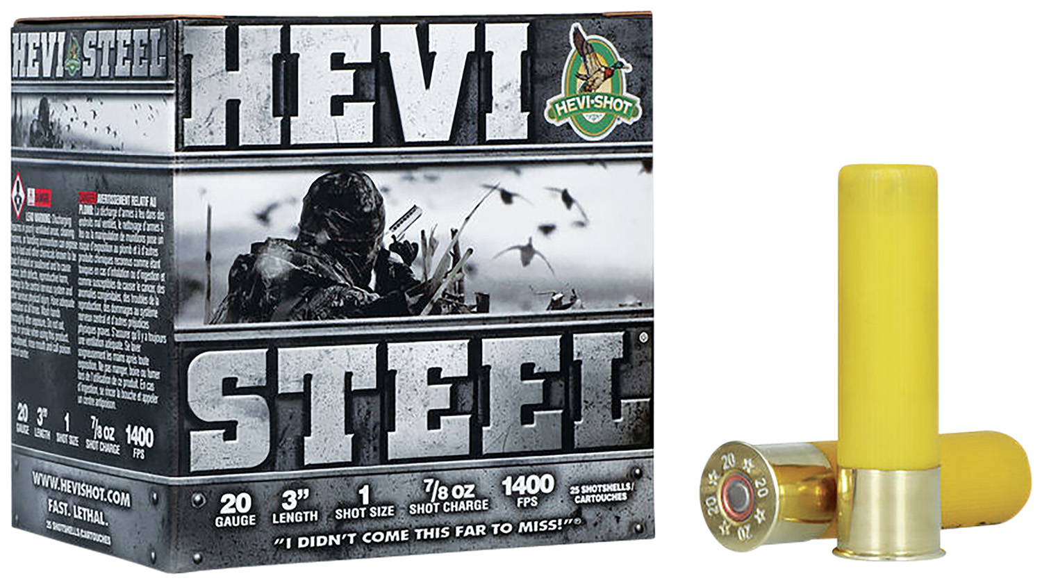 HEVI-Shot HS62001 HEVI-Steel  20Gauge 3 7/8oz 1Shot 25 Per Box/10 Case