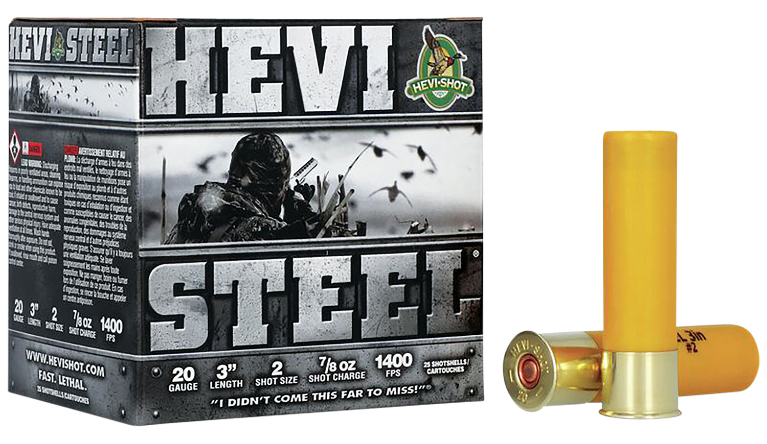 HEVI-Shot HS62002 HEVI-Steel  20Gauge 3 7/8oz 2Shot 25 Per Box/10 Case