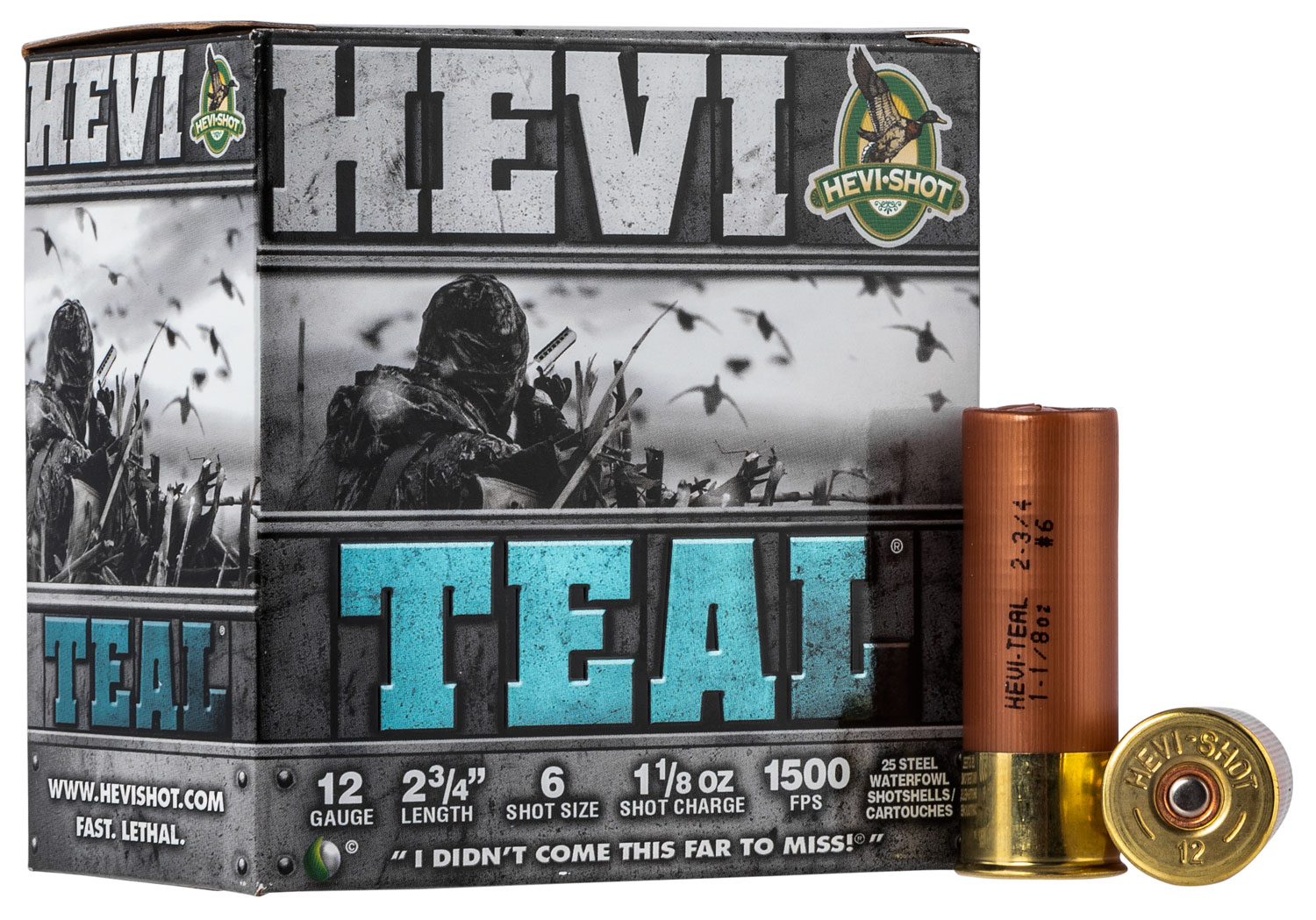 HEVI-Shot HS61226 HEVI-Teal  12Gauge 2.75 1 1/8oz 6Shot 25 Per Box/10 Case