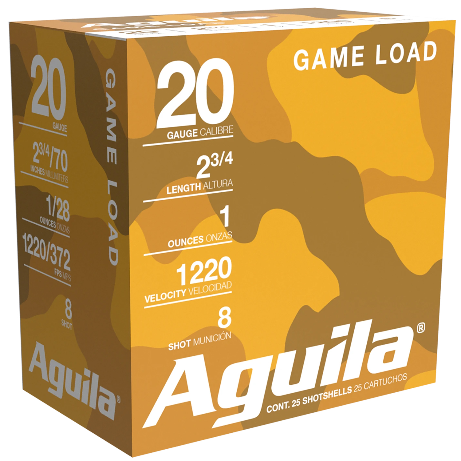 Aguila 1CHB2048 Birdshot 20 Gauge 2.75" 1oz 8 Shot 25/Box