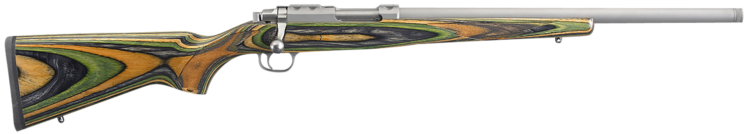 Ruger 7220 77/17  17 Hornet 6+1 18.50" Threaded Barrel, Matte Stainless Steel, Integral Scope Mount On Solid Steel Receiver, Green Mountain Laminate Stock