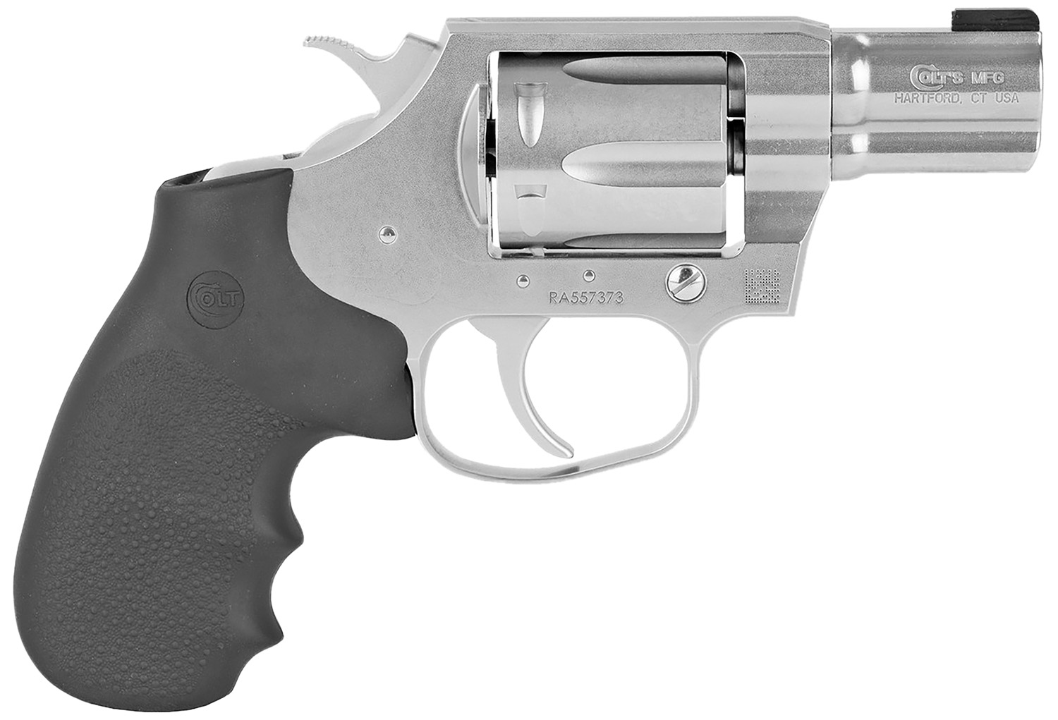 Colt Mfg COBRASB2BB Cobra  38 Special 6 Shot 2 Brushed Stainless Steel Barrel & Cylinder,  Matte Stainless  Frame, Black Hogue Rubber w/Finger Grooves Grip