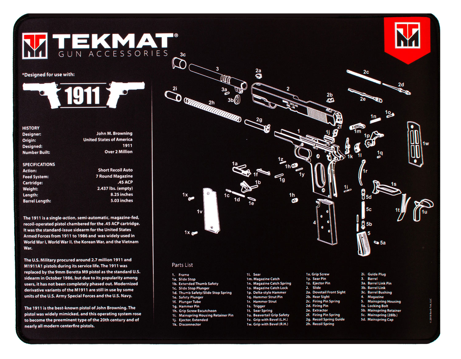 TekMat TEKR201911 1911 Ultra 20 Cleaning Mat 1911 Parts Diagram 15" x 20"-img-0