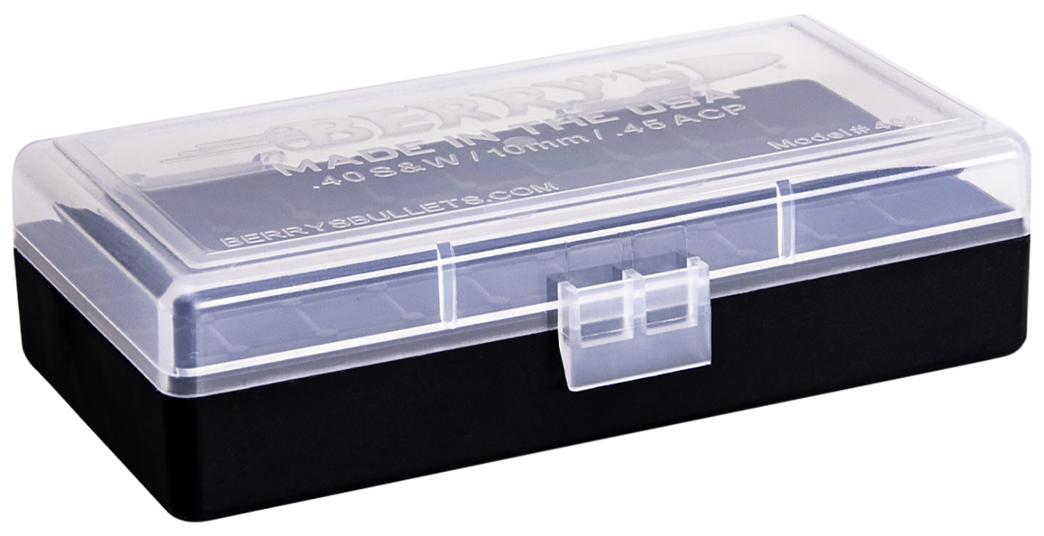 Berry's 67425 Ammo Box  40S&W/45ACP Clear/Black Polypropylene 50rd