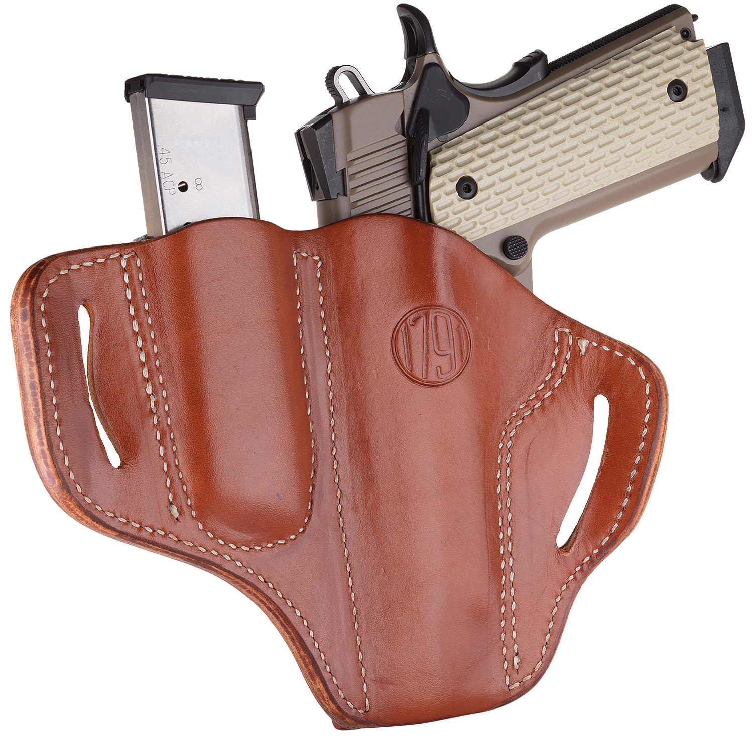 1791 Gunleather BH1M1CBRR Classic Brown Leather 1911 Belt Holster Combo ...