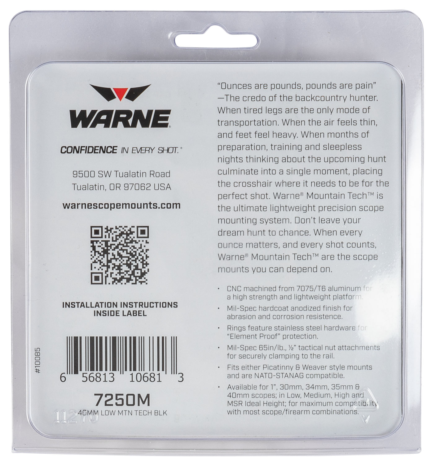 Warne Mountain Tech Scope Rings 7250M – Brilliant 40mm Scope Rings 8 Warne Mountain Tech Scope Rings 7250M detail view
