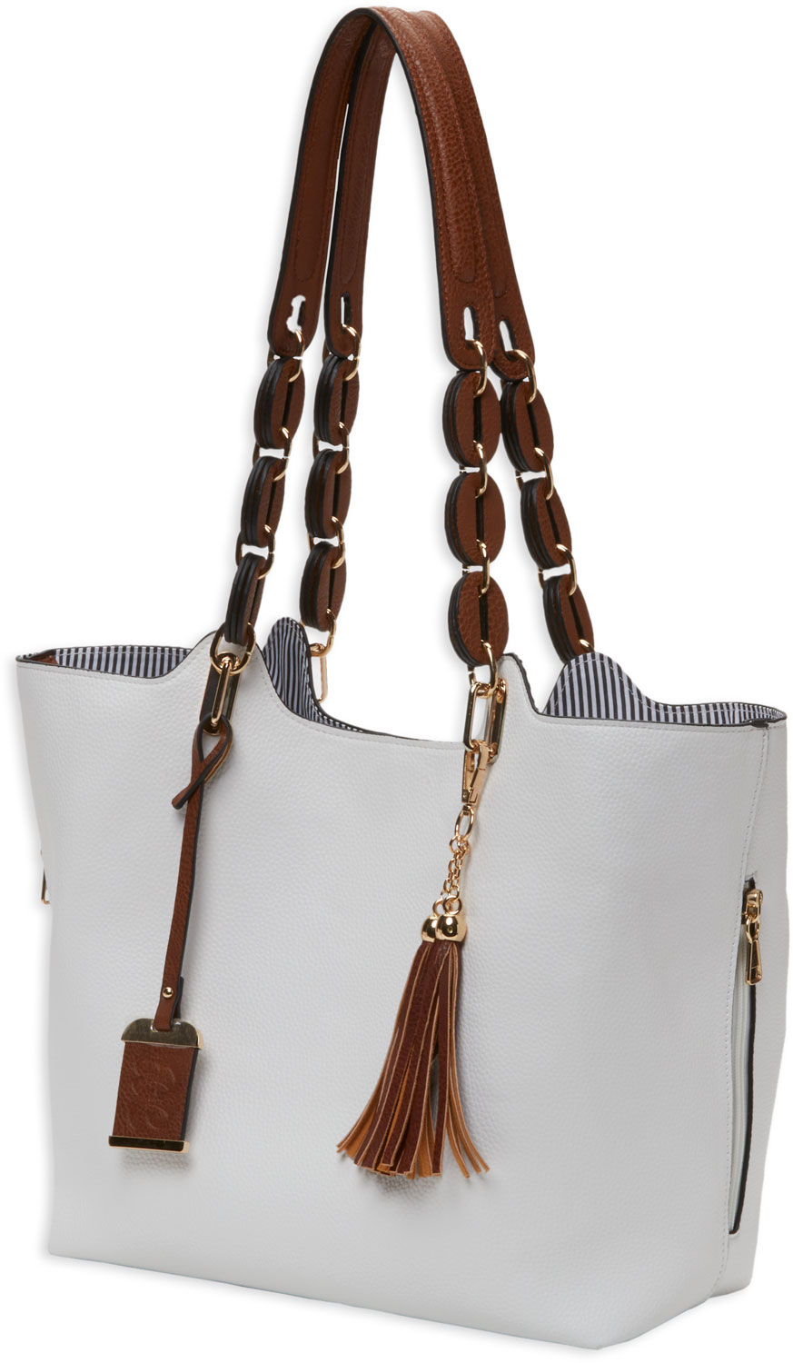 Bulldog BDP055 Concealed Carry Tote Purse White Leather Braided Design