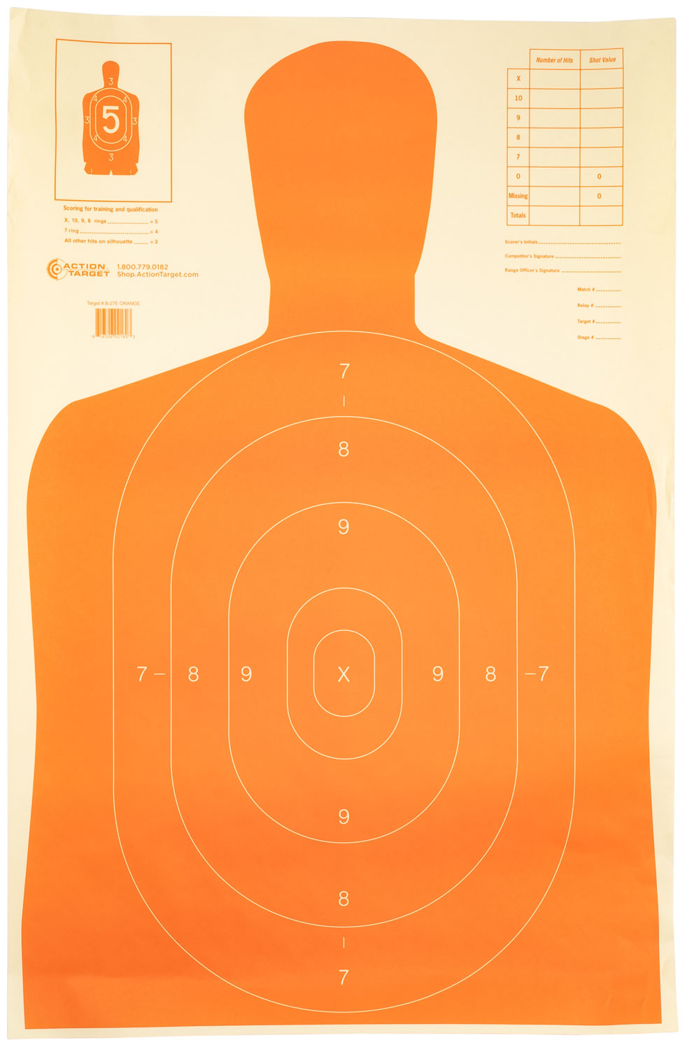 Action Target B27EORANGE 23"x35" Economy Silhouette Paper Target 100 Pack - Action Target