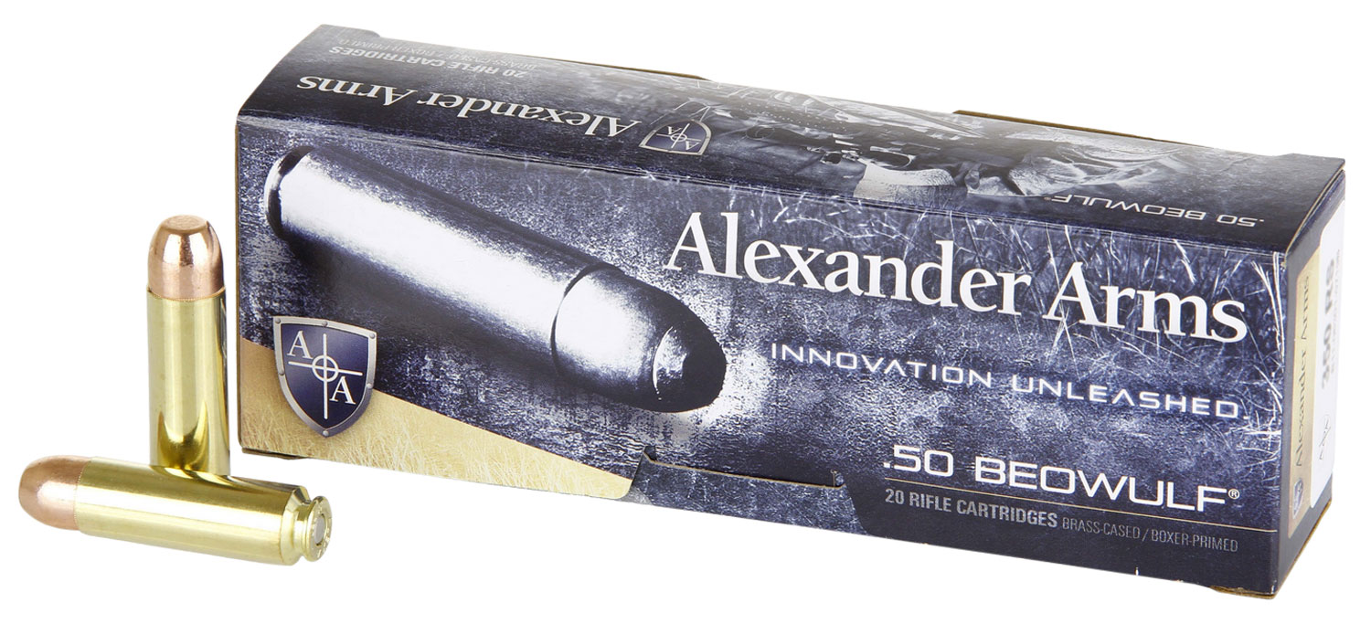 Alexander Arms .50 Beowulf 350gr Round Shoulder Centerfire Rifle Ammo