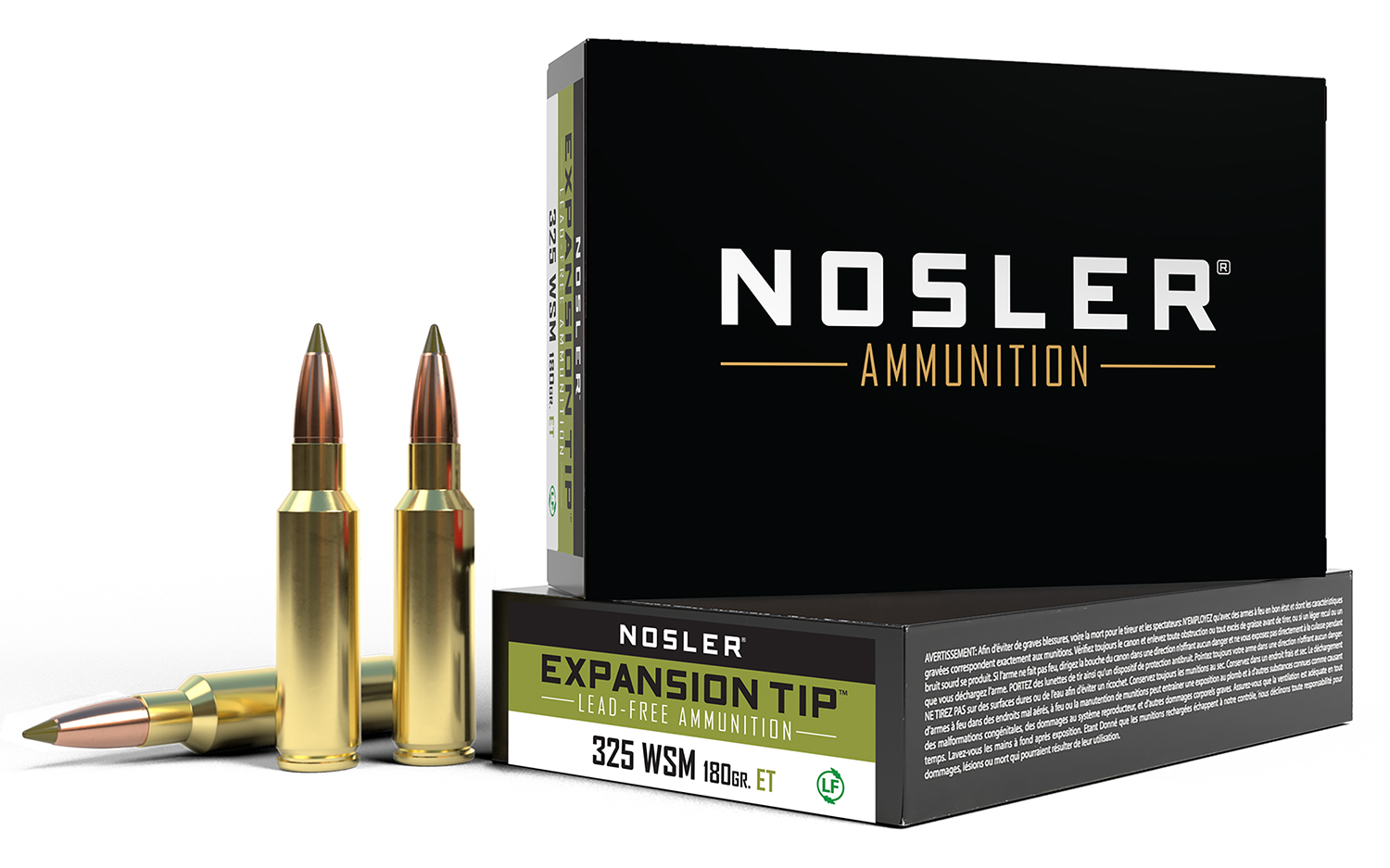 Nosler 40146 E-Tip Bullet: 325 WSM, 180 Grain, Brass Cased, 20 Rounds - High Performance Hunting Ammo