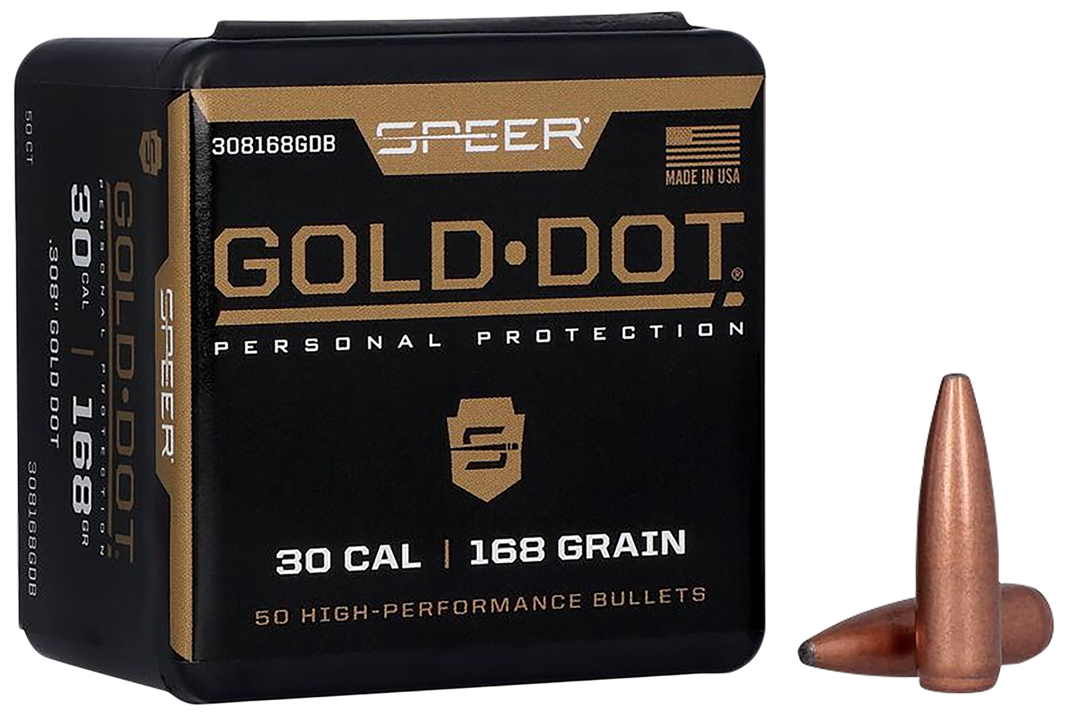 Speer 308168GD Gold Dot 30Cal 168gr Soft Point 50/Box
