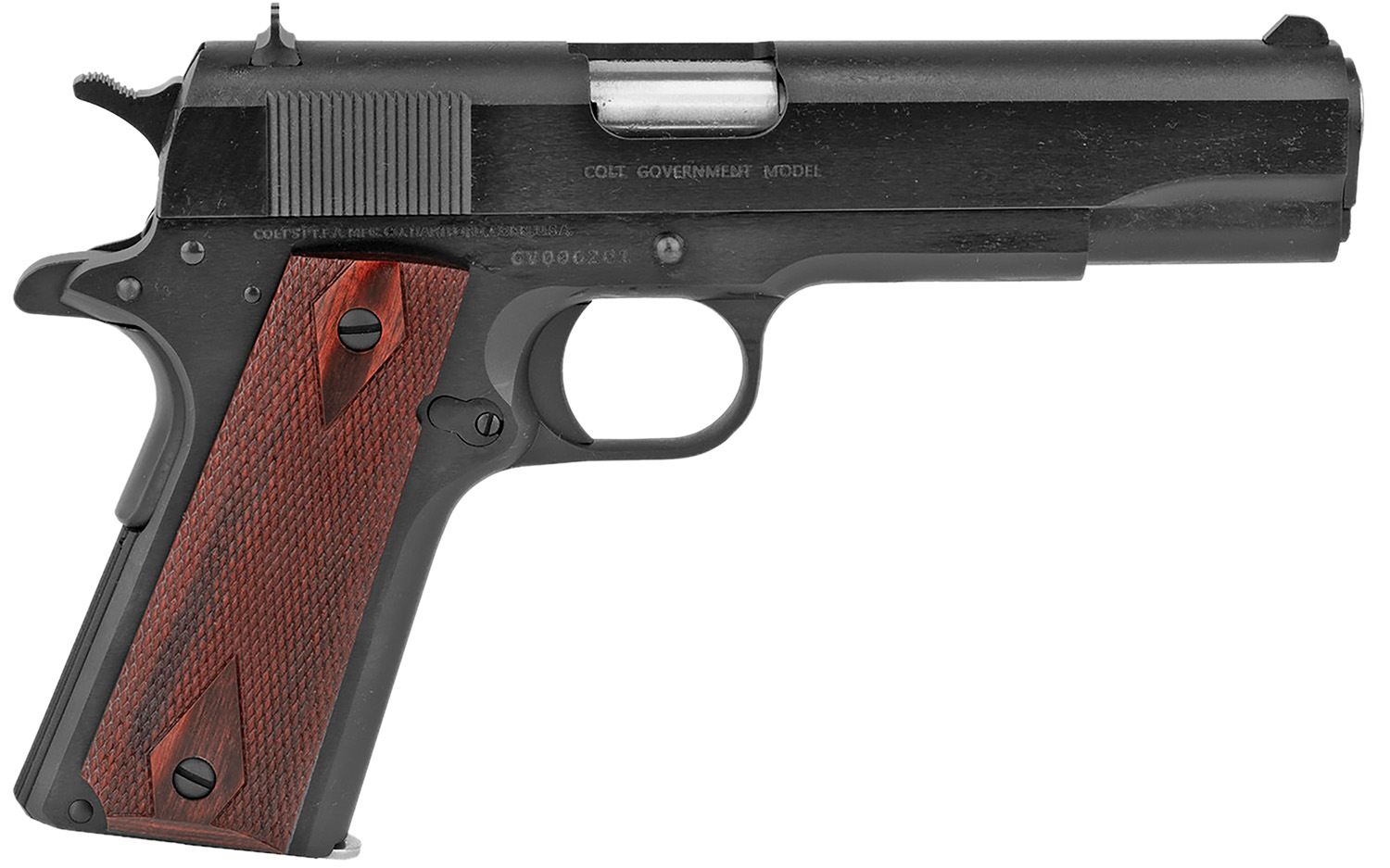Colt Mfg O1911C38 1911 Government 38 Super 9+1 5 Blued National Match Barrel, Serrated Steel Slide & Frame w/Beavertail, Black Cherry Checkered G10 Grip