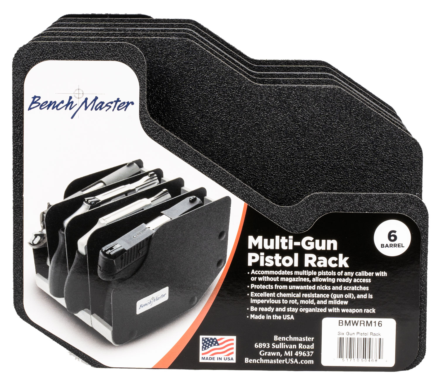 BenchMaster BMWRM16 WeaponRac  Kydex Holds 6 Handguns