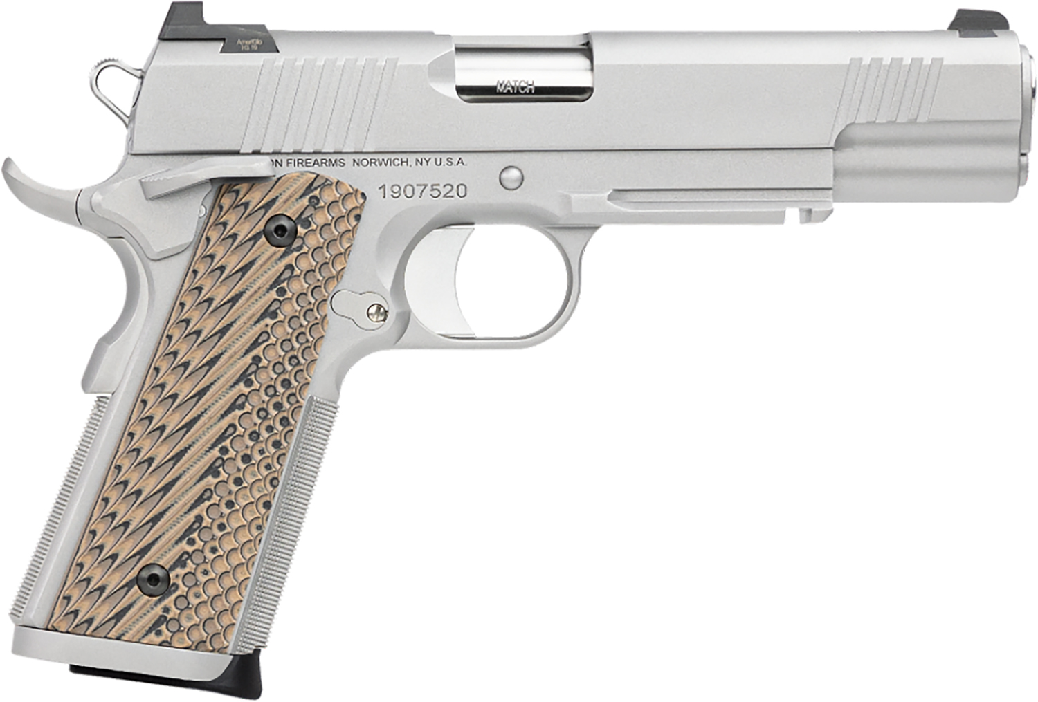 Dan Wesson 01802 Specialist  45 ACP 8+1 5" Stainless Steel Barrel, Bead Blasted Serrated Stainless Steel Slide, Frame w/Beavertail & Picatinny Rail, Black/Brown G10 Grip, Ambidextrous