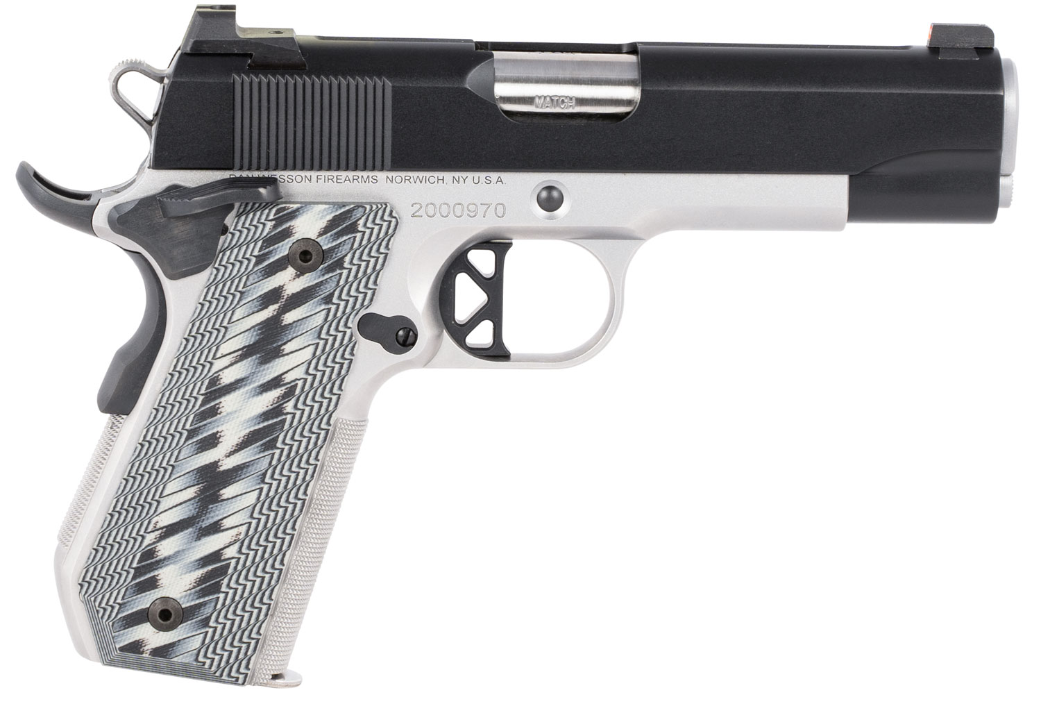 Dan Wesson 01825 V-Bob  45 ACP 8+1 4.25 Stainless Match Grade Barrel, Blued Serrated Stainless Steel Slide, Stainless Steel Frame w/Beavertail, Black/Gray G10 Grip, Ambidextrous