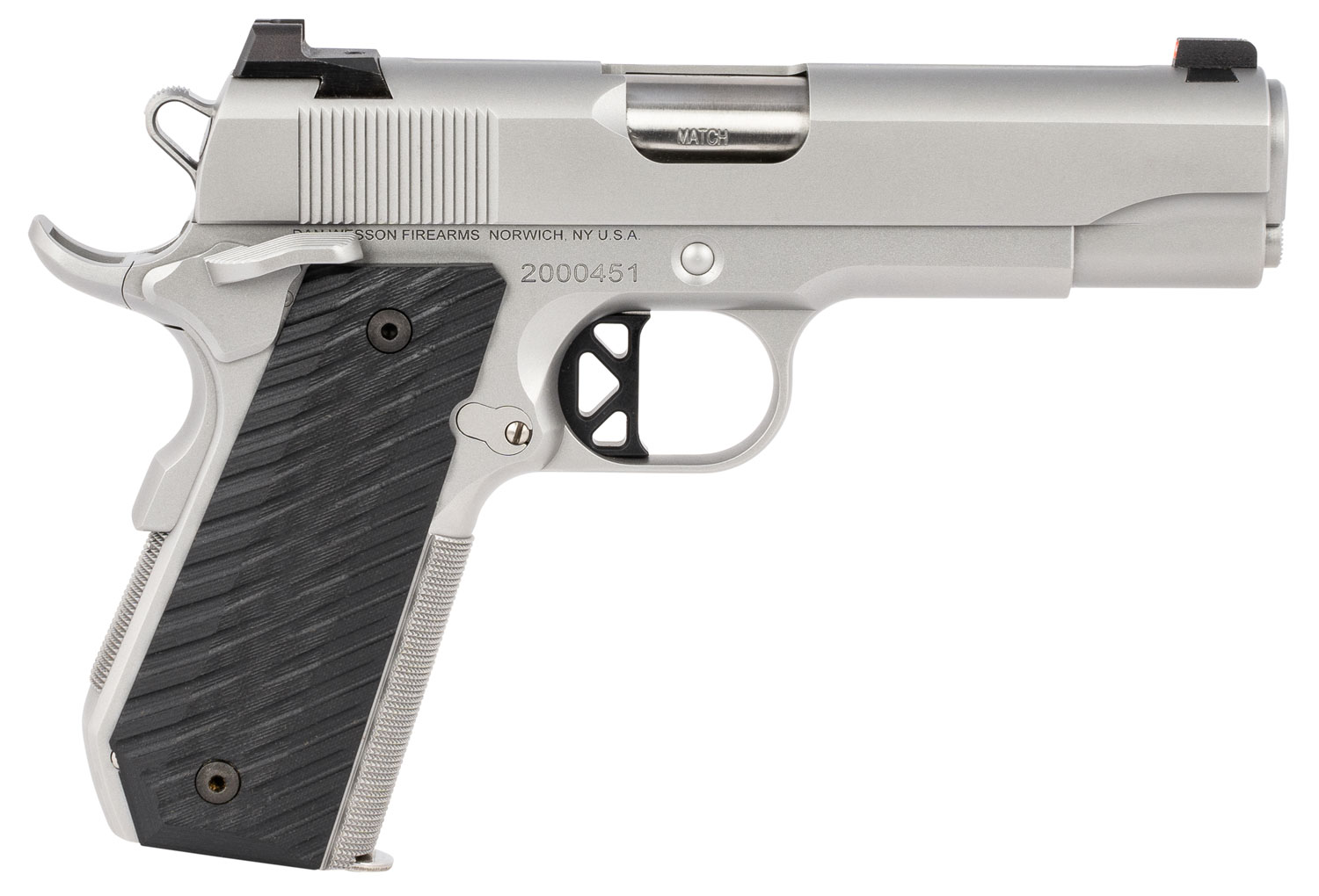 Dan Wesson 01827 V-Bob  45 ACP 8+1 4.25" Match Grade Barrel, Forged Stainless Steel Frame w/Beavertail, Serrated Bead Blasted Stainless Steel Slide, Black G10 Grip
