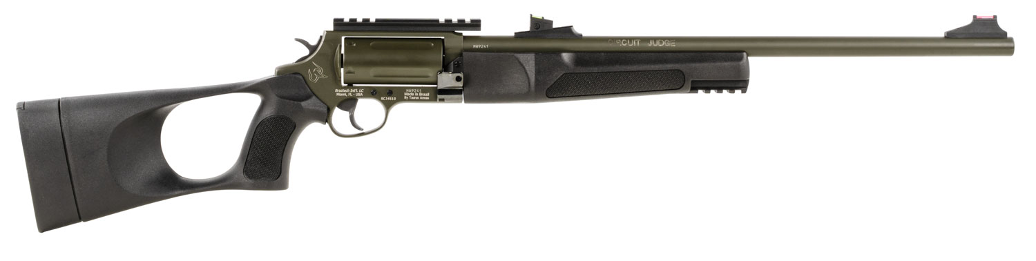 Rossi SCJT4510B Circuit Judge  45 Colt (LC) Caliber or 410 Gauge with 5rd Capacity, 18.50 Barrel, Moss Green Cerakote Metal Finish & Black Fixed Thumbhole Stock Right Hand (Full Size)