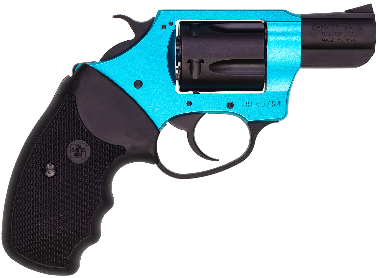 Charter Arms 53864 Undercover Lite Santa Fe Sky Small 38 Special, 5 Shot 2 Black Stainless Steel Barrel & Cylinder, Turquoise Aluminum Frame w/Black Finger Grooved Rubber Grip, Exposed Hammer