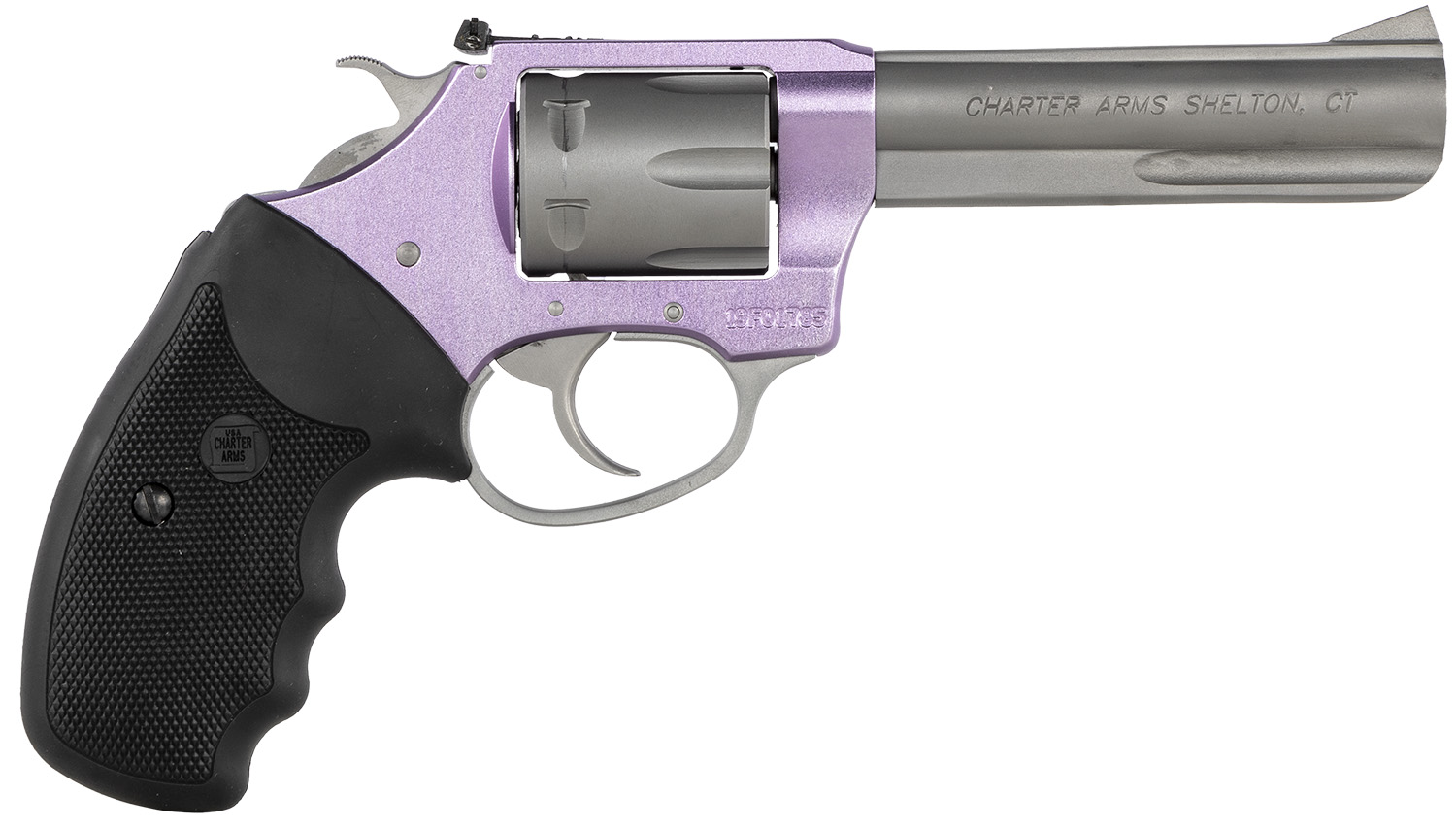 Charter Arms 52242 Pathfinder Lite 22 LR 8rd 4.20 Matte Stainless Stainless Steel Barrel, Lavender Aluminum Frame, Matte Stainless Cylinder, Black Finger Grooved Rubber Grip, Exposed Hammer
