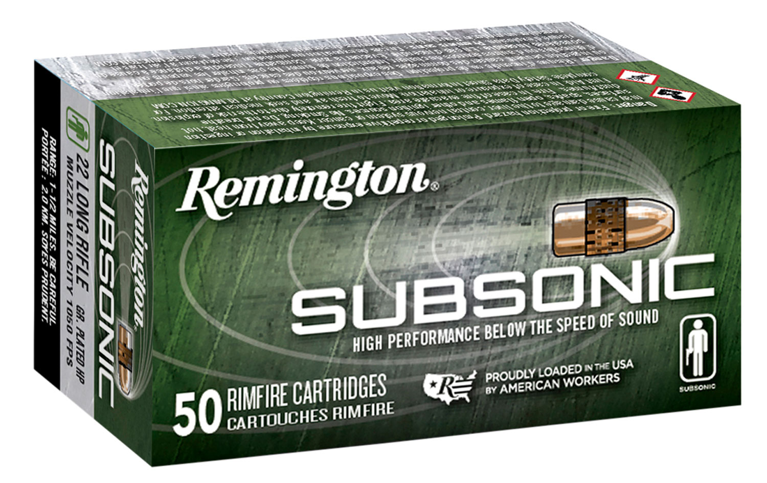 Remington Ammunition 21135 Subsonic Rimfire 22LR 40gr Plated Hollow Point 50 Per Box/100 Case