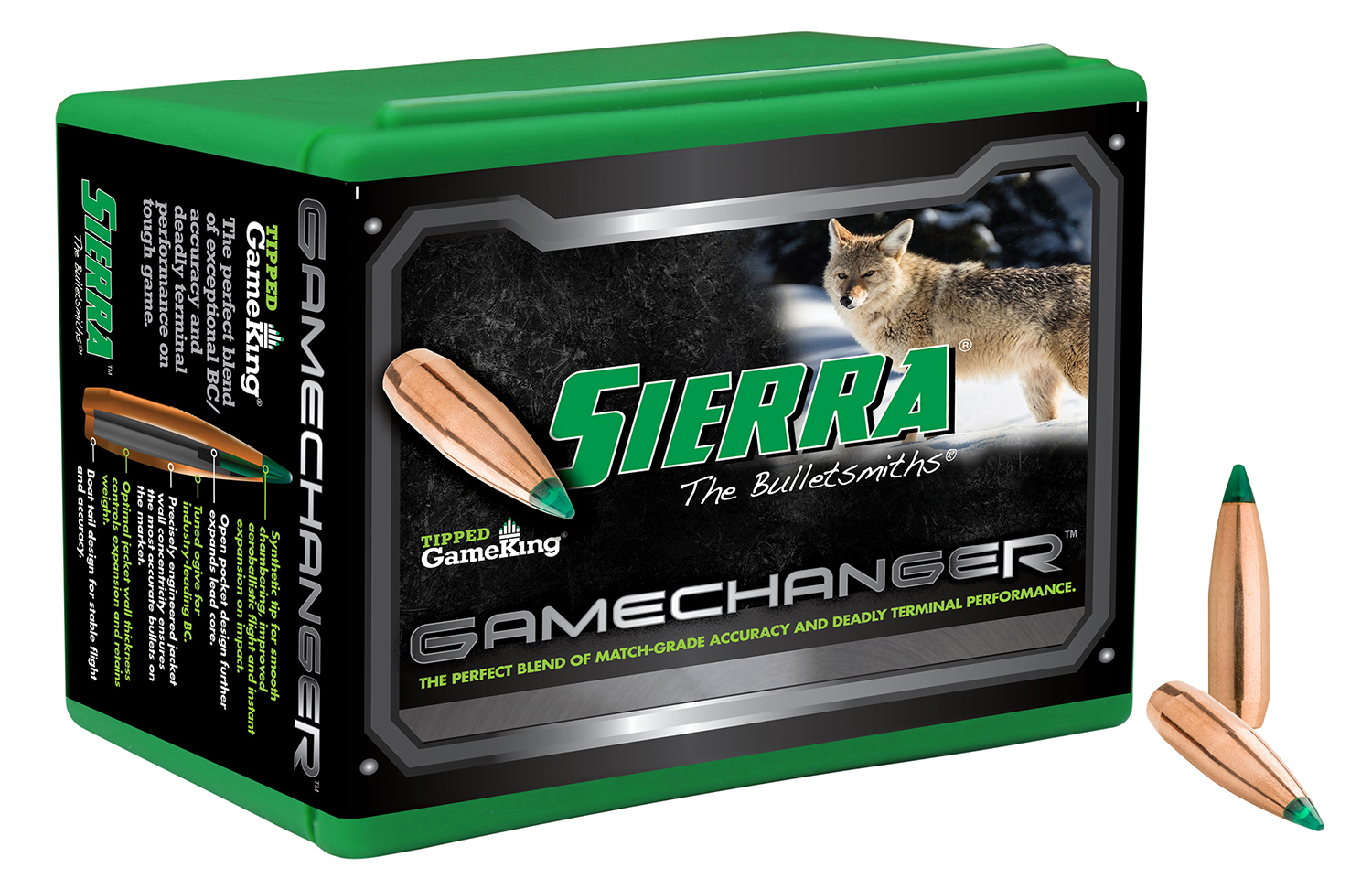 Sierra 4062 Tipped GameKing .22 Cal .224 64 gr 100 Per Box: Optimal thickness, instant expansion, industry-leading BC.
