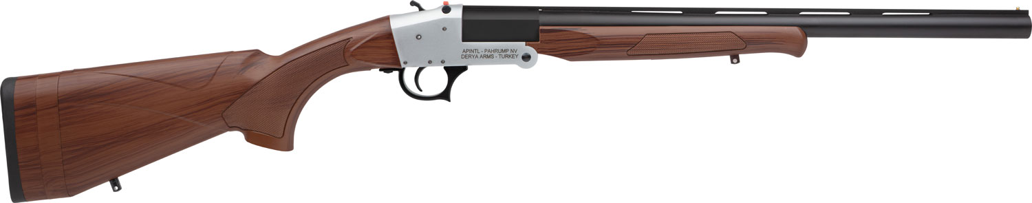 Rock Island TK113 Traditional Single Shot 12 Gauge with 20 Black Parkerized Barrel, 3 Chamber, 1rd Capacity, Silver Anodized Metal Finish & Woodgrain Synthetic Stock Right Hand (Full Size)