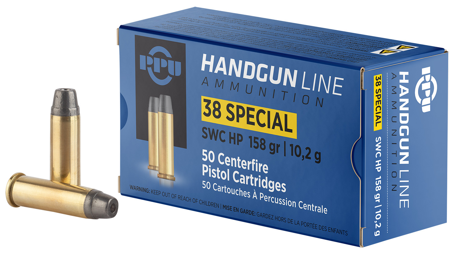 PPU PPH38SH Handgun 38Special 158gr Semi Wadcutter Hollow Point 50 Per...