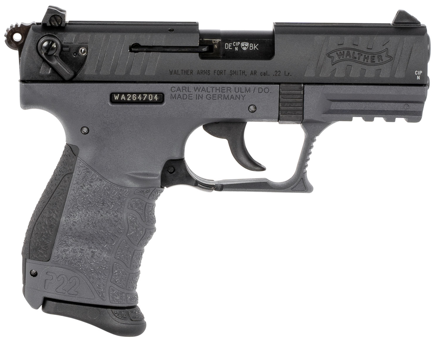 Walther Arms 5120765 P22 Q 22 LR 10+1 3.42 Black Steel/Threaded Barrel, Matte Black Tenifer Serrated/Steel Slide & Tungsten Gray Polymer Frame w/Picatinny Rail, Black Interchangeable Backstrap Grips
