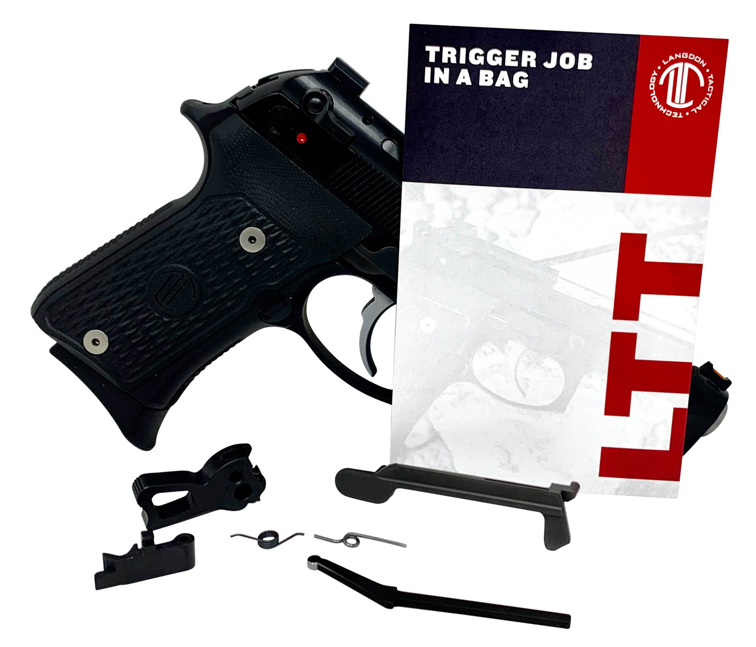 Langdon Tactical Tech 92TJIBE13 Trigger Job In A Bag  Black Curved Fits Beretta 92/96/M9 not A1 Right Hand