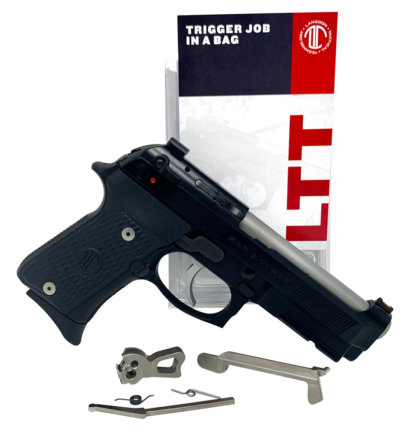 Langdon Tactical Tech TJIBNE13 Trigger Job In A Bag  Nickel Curved Fits Beretta 92/96/M9 not A1 Right Hand