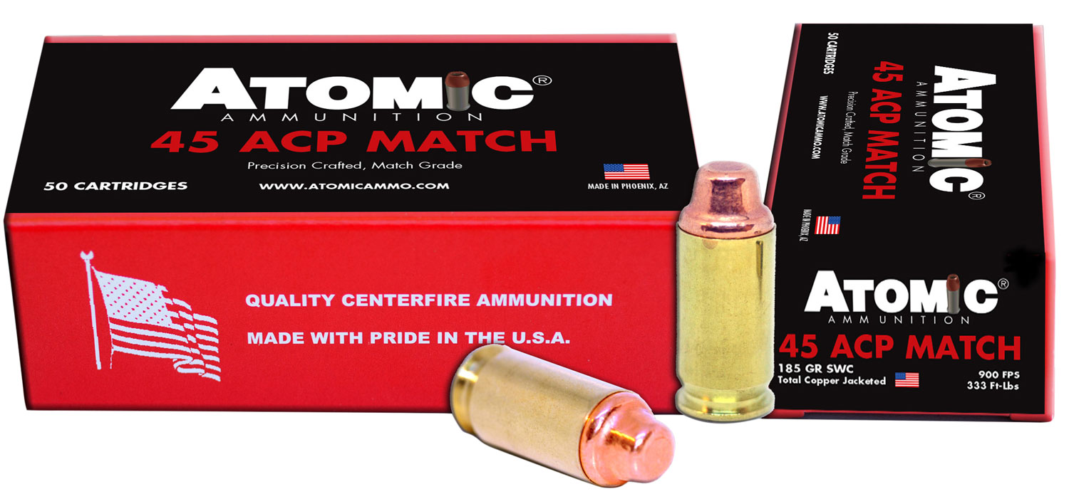 Atomic 448 Match 45ACP 185gr Semi Wadcutter Ammo 50 Rounds - Atomic Ammunition - 45 ACP