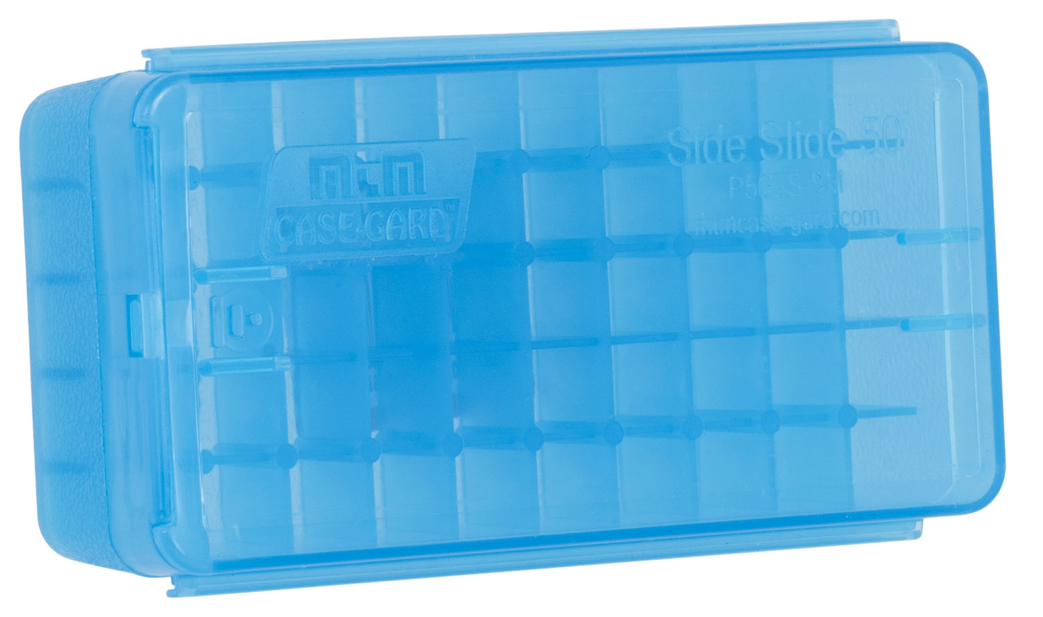 MTM Case-Gard P50SS9M24 Side-Slide Ammo Box  Multi-Caliber Handgun Clear Blue Plastic 50rd