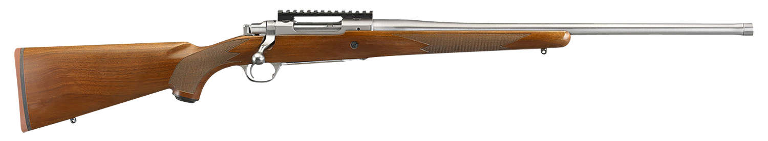 Ruger 57124 Hawkeye Hunter Full Size 7mm Rem Mag 3+1 24" Satin Stainless Steel Threaded Barrel, Picatinny Rail Steel Receiver, Fixed American Walnut w/Pistol Grip Stock